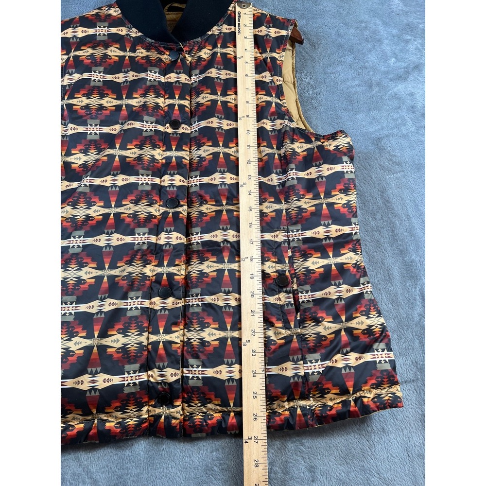 Pendleton Puffer Vest Womens XL Aztec Black Tan Duck Down Reversible NWOT* - Picture 6 of 13